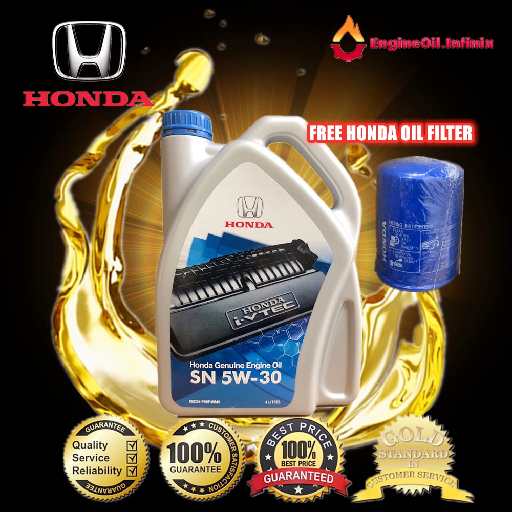 HONDA GENUINE ENGINE OIL 5W30 SEMI SYNTHETIC FREE OIL FILTER Shopee