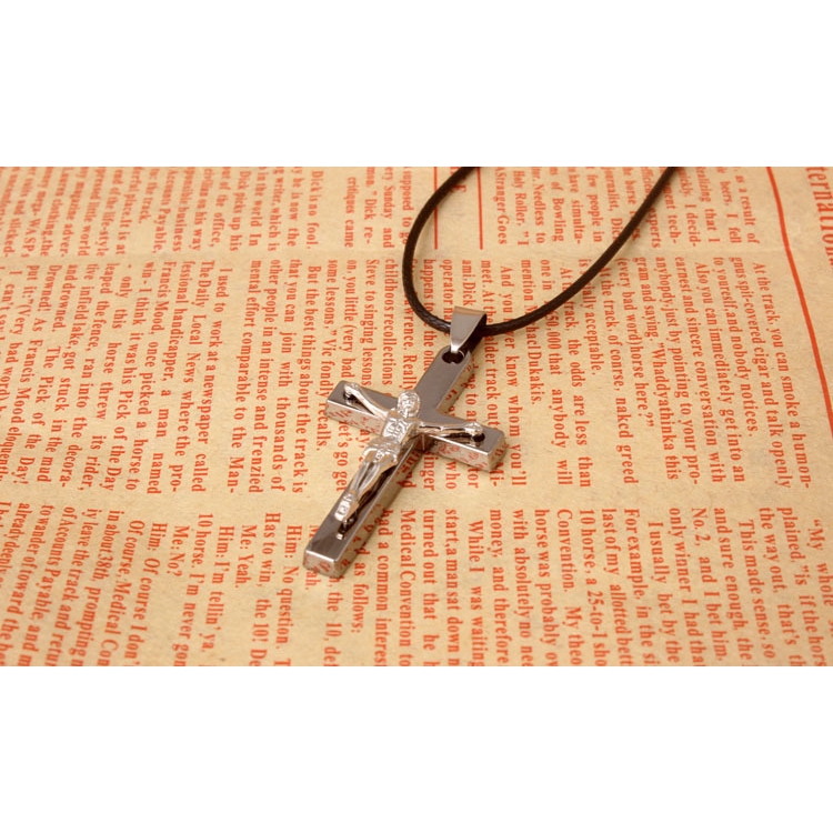 European And American Titanium Steel Necklace Jesus Word Pendant Snake Pattern Leather Rope Necklace Pendant Shopee Malaysia