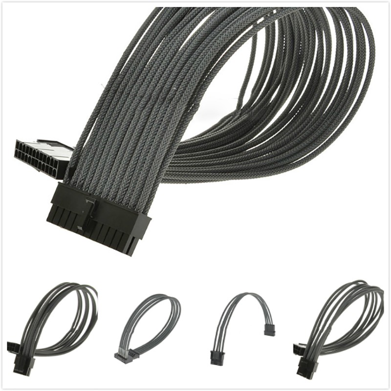 pc extension cables dark gray psu extension cord 24pin gpu cpu8pin