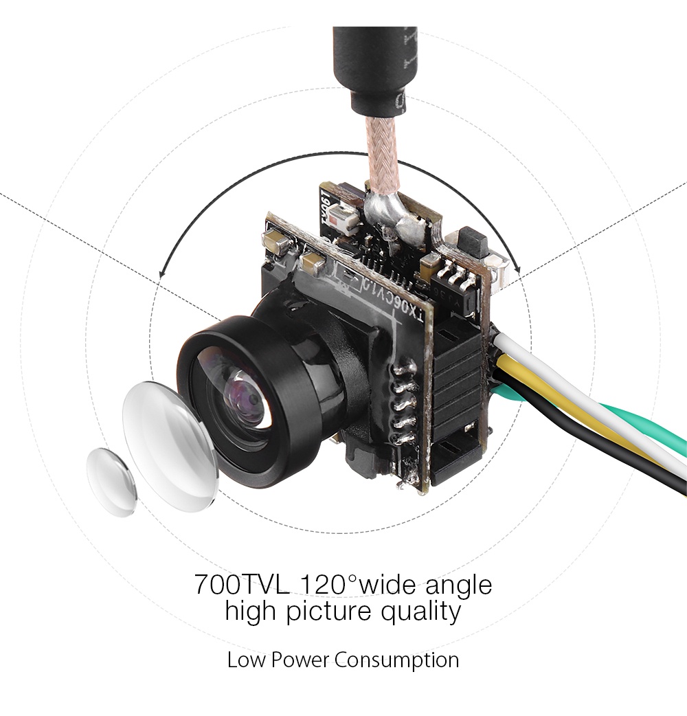 Eachine TX06 700TVL FOV Smart Audio Mini FPV Camera AIO Transmitter For ...