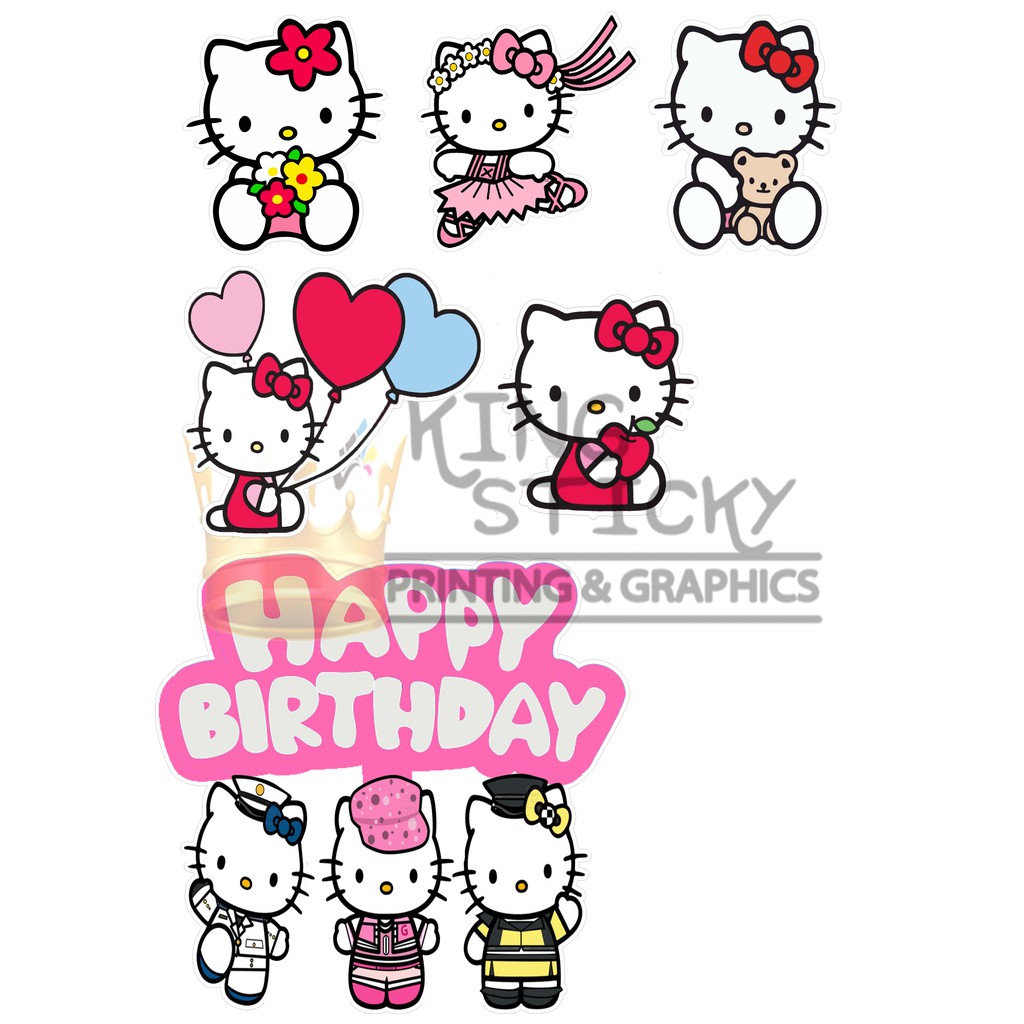 Hello Kitty Theme Happy Birthday Cake Topper Food Drinks Homemade Bakes On Carousell