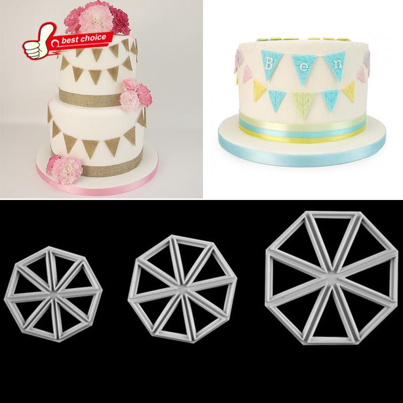 3pcs Bunting Cake Decorating Icing Fondant Sugarcraft Mould Supply