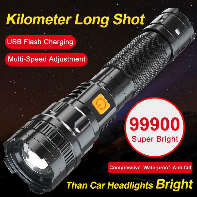 990000LM Bright LED Flashlight Zoom Rechargeable P70 Torch Light Torch Lamp PQ 