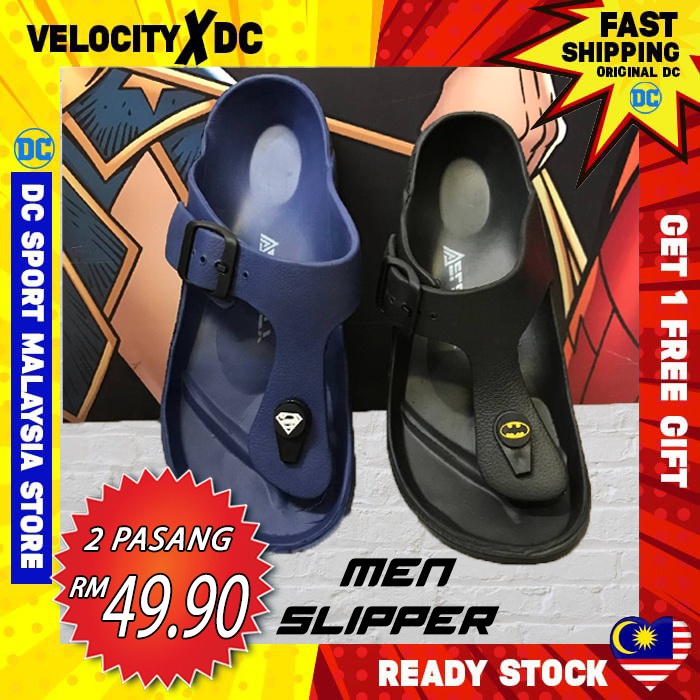 Unisex Slipper Original DC Slipper x Velocity Slipar Hitam Premium Foam Slipper Black Anti-Slip Sliper Batman Slipper