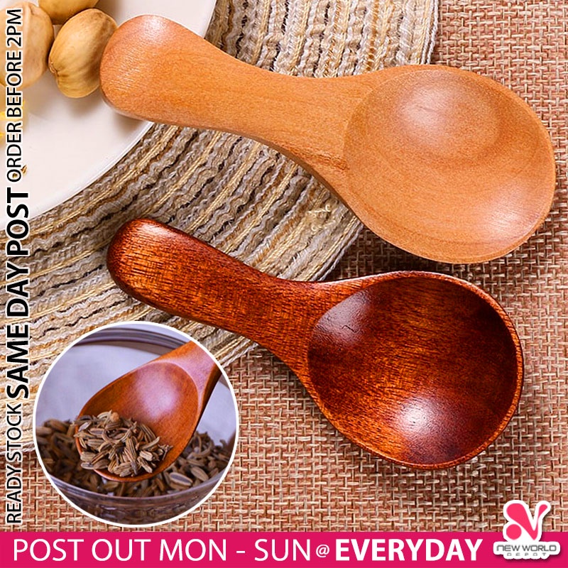 《 》Wood Condiment Spoon Sugar Salt Seasoning Spices Mini Scoop Cooking Utensil Tools Sudu Kayu Rempah 木制勺子