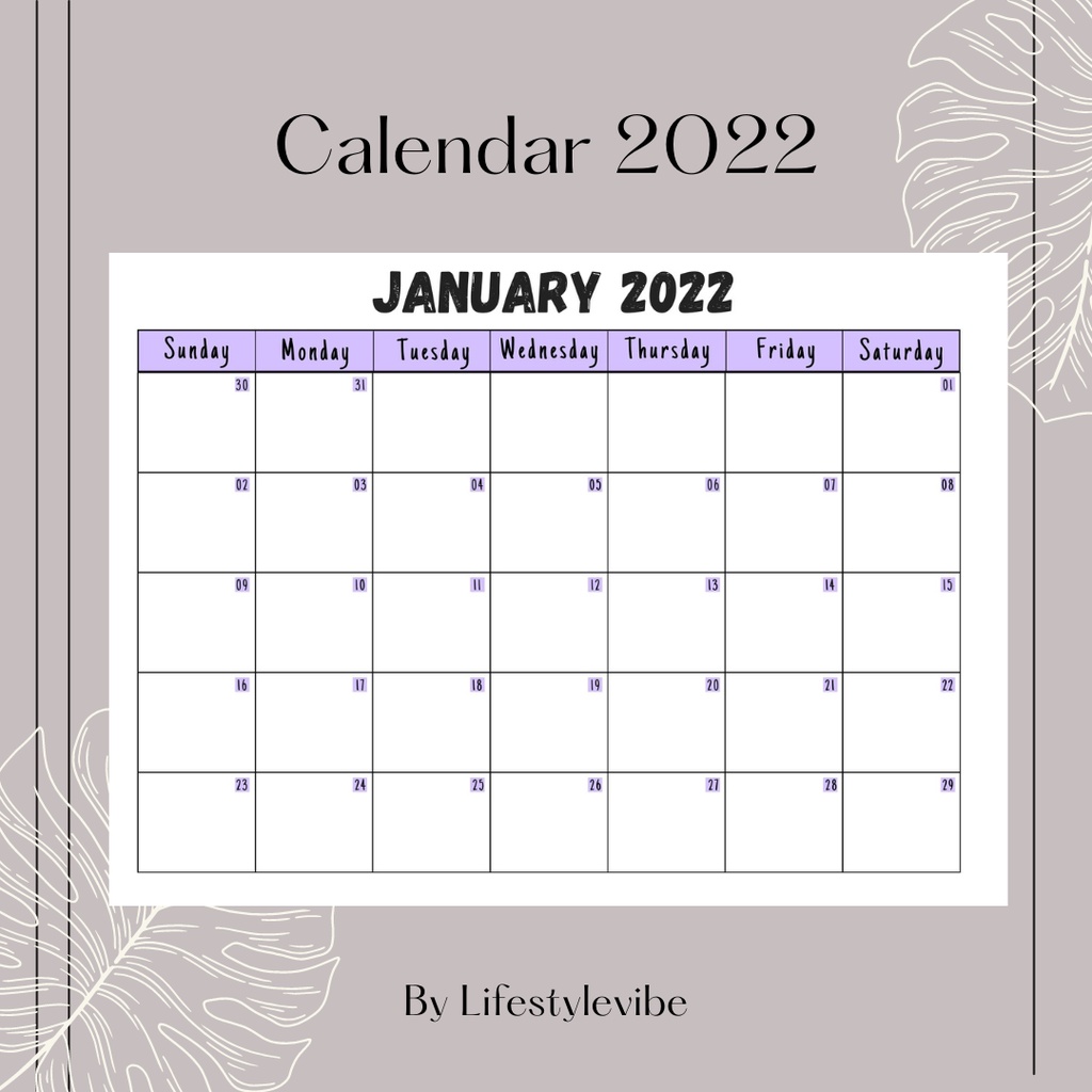 pdf printable planner calendar 2022 january to december shopee malaysia