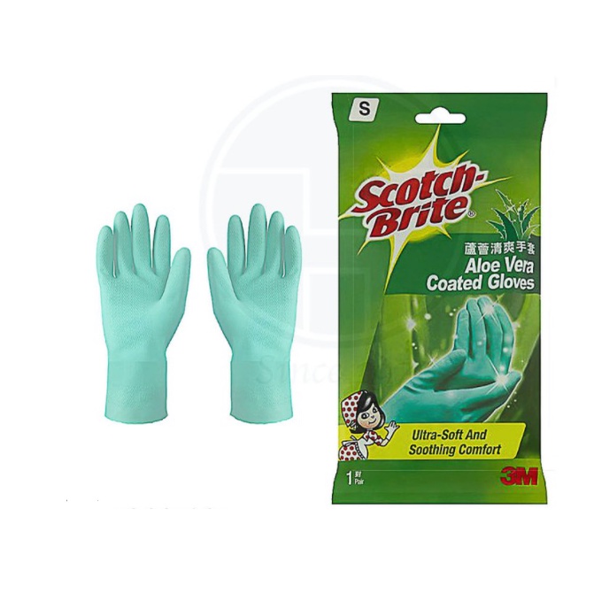 3M Scotch Brite Aloe Vera Coated Gloves Soft Soothing Cotton Lining
