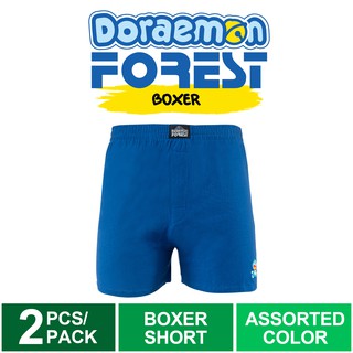 (2 Pcs) Forest X Doraemon Men Boxer 100% Cotton Men Underwear Boxer Lelaki Assorted Colours - DUD0008X