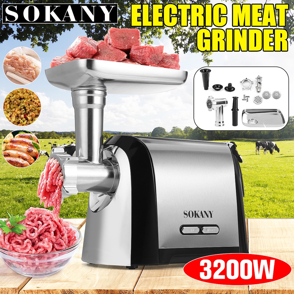 Electric Meat Slicer Electric Meat Grinder Heavy Duty Stainless steel Electric Chopper Mincer Slicer Stuffer Sausage Maker 3200W