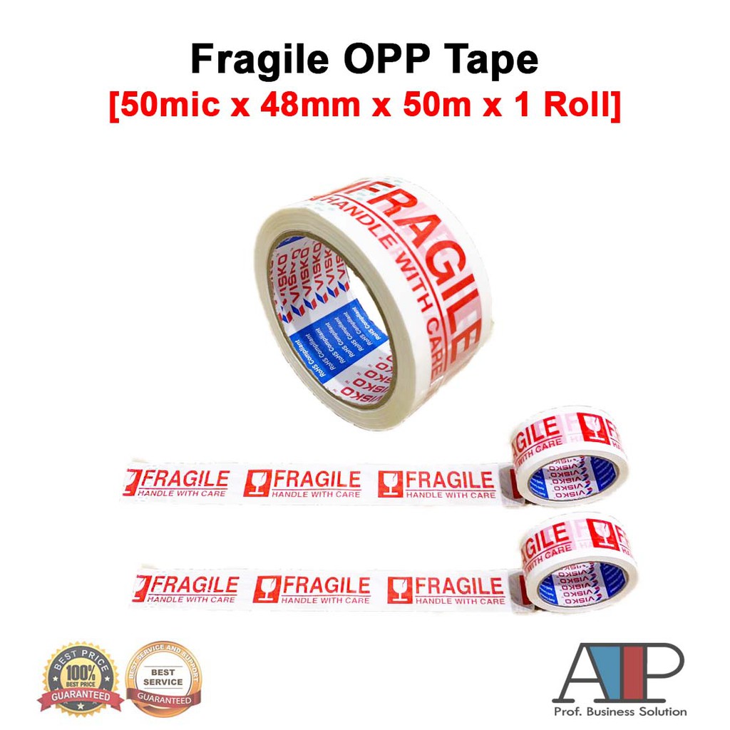 Carton Sealing Tape 6 Rolls Pack Fragile Printed Tape 48mm x 50m