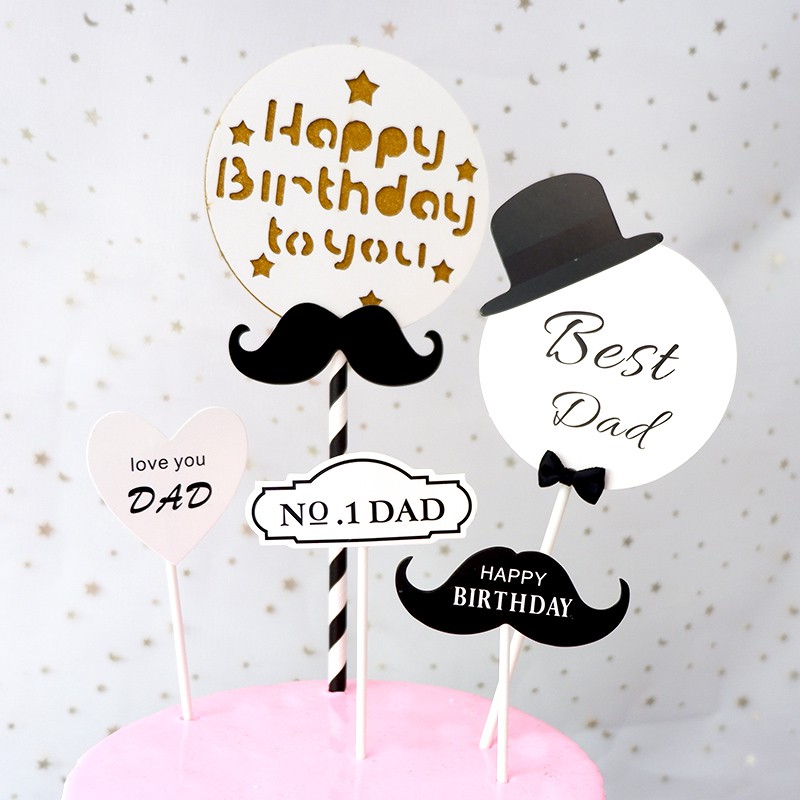 Happy Birthday Dad Cake Topper Father's Day Cake Decoration I Love You