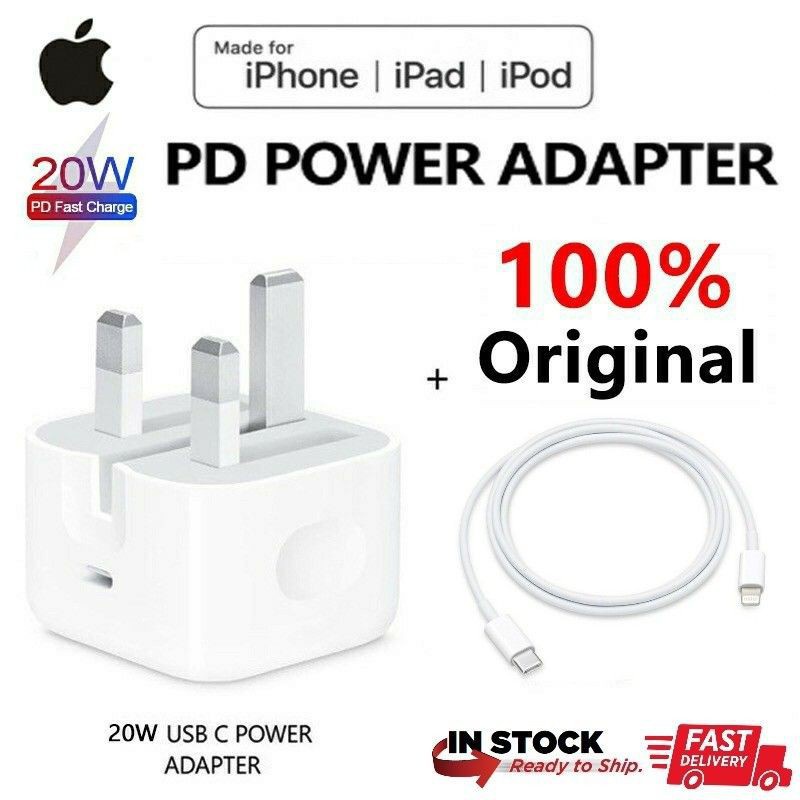 Original Apple Cable Usb Cord w Power Adapter Wire 1m 2m Cables Uk Plug Fast Charger 12w 18 Watts Usb C Pd Fast Charging Cable Smart Phone Adapter For Iphone 6 7 8 Plus X