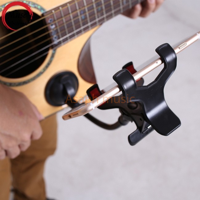 Guitar Smartphone Holder Mount Clip Suction Cup Adjustable Phone Stand for Acoustic Electric Guitar