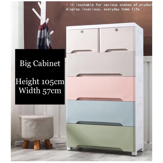 Big Plastic Cabinet Pastel Macaron 5 Decker Drawers Gradient Candy Colours Storage Locker Shelf