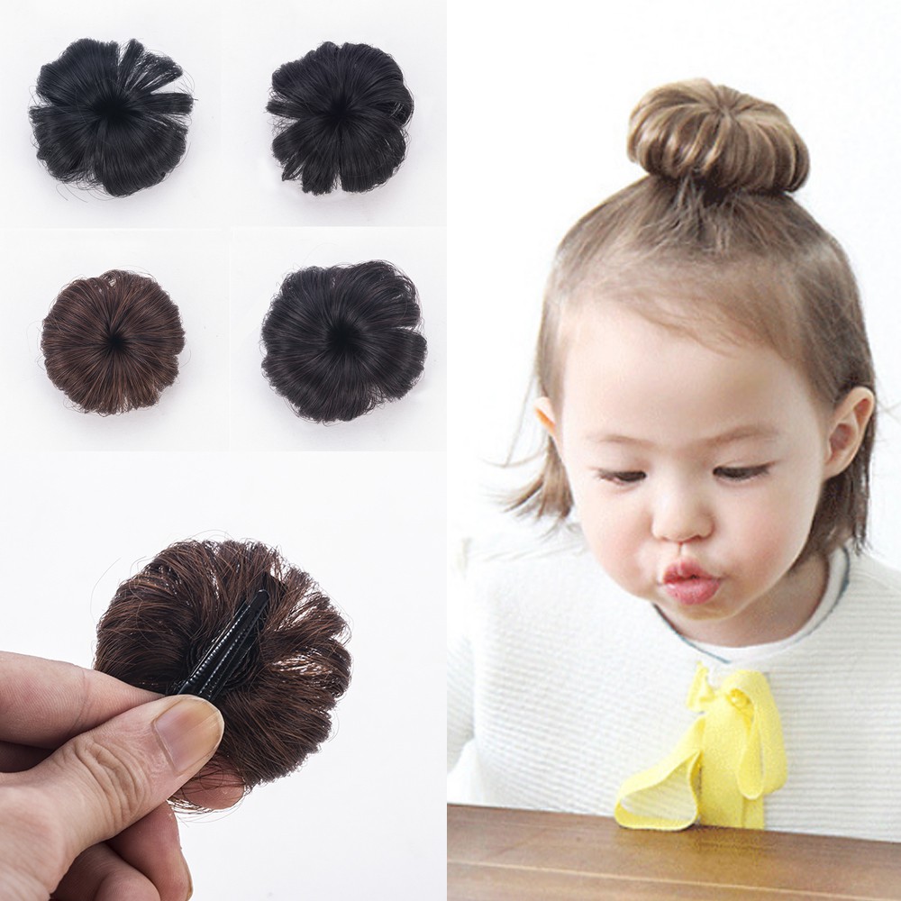 New Korean Girls Wig Ball Flower Headwear Trendy Hairpin Clip Kids