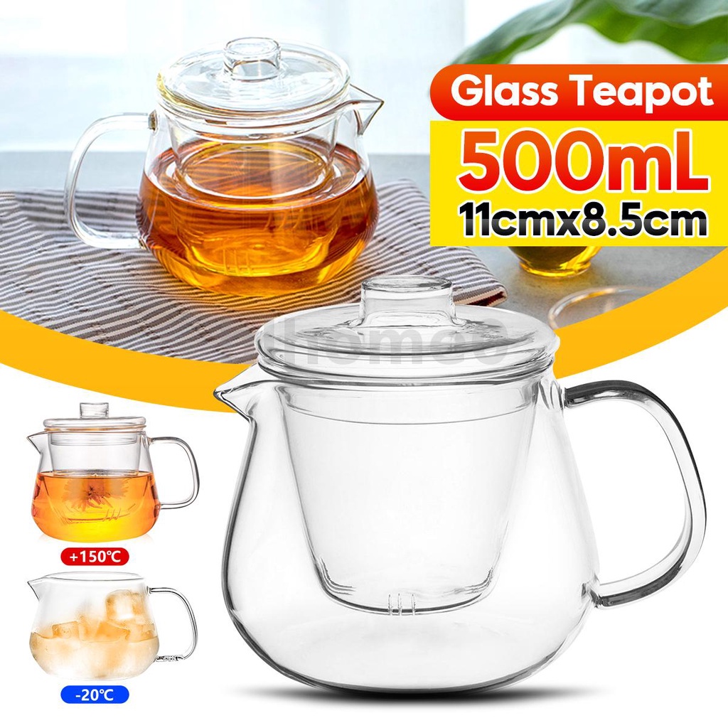 HLHOME 500ML Heat Resistant Glass Flower Tea Pot Practical Bottle Flower Glass TeaCup With Infuser Tea Leaf Herbal Coffee