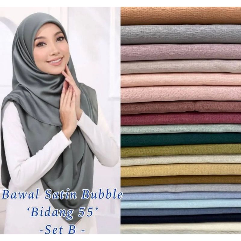 BAWAL BUBBLE SATIN BIDANG 55 PILIH WARNA | Shopee Malaysia