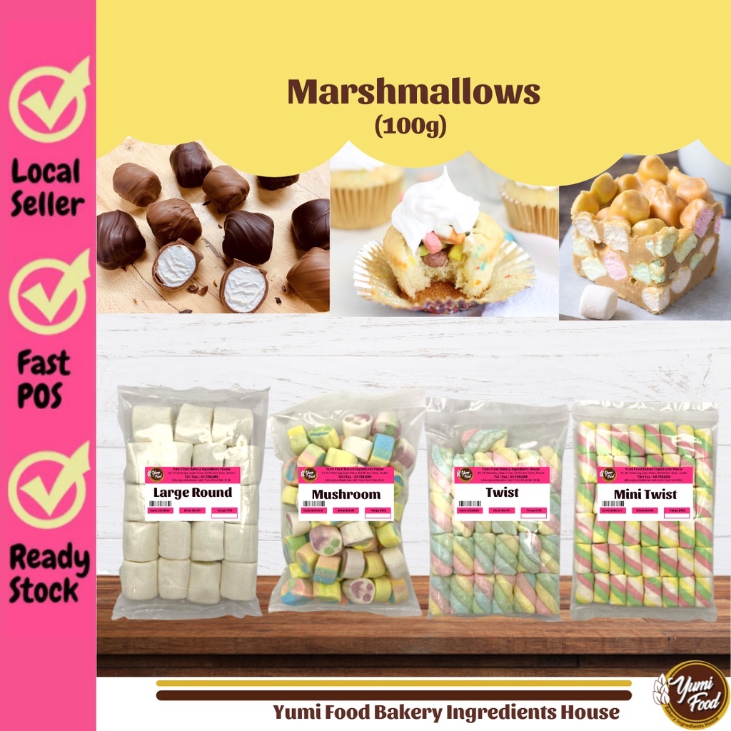 [READY STOCK] HALAL Marshmallow 100g / Large Round / Mushroom / Mini