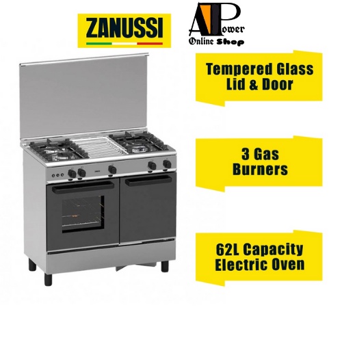 Zanussi Cooker ZCM932X Gas Cooker stainless steel convection (3 BURNER + ELECTRIK OVEN )