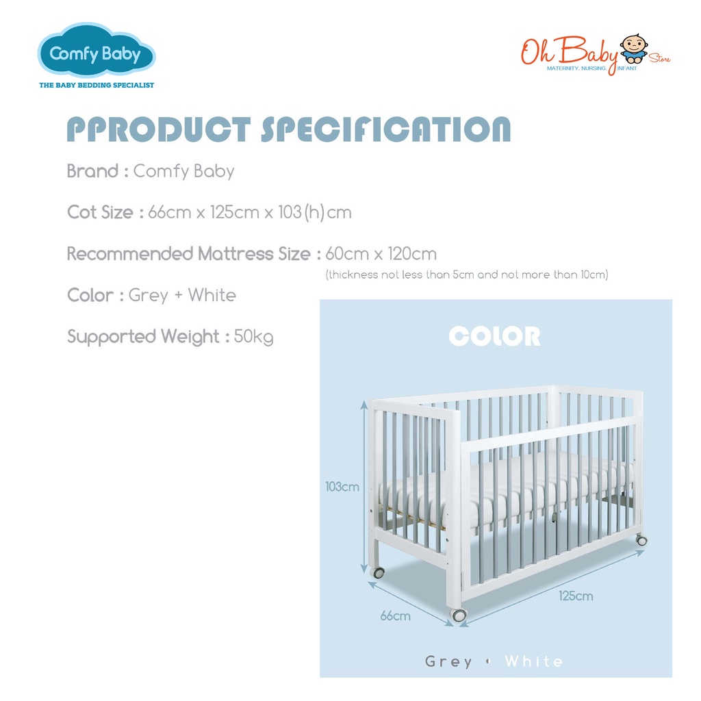 Baby cot hotsell size chart