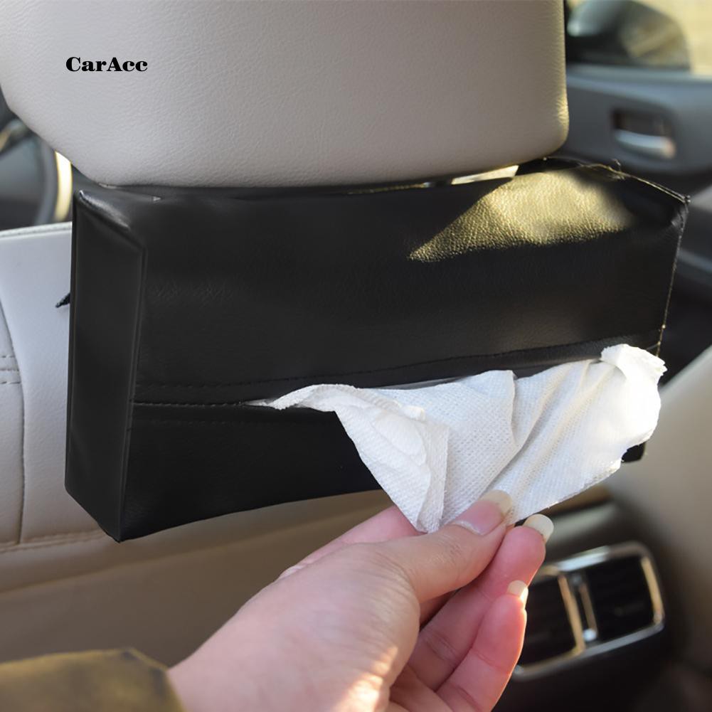 Leather Tissue Storage Box Car Back Seat Napkin Holder Headrest Paper Cover Case