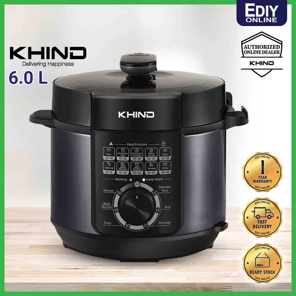 【NEW】 KHIND PC6100 ELECTRIC PRESSURE COOKER 6L NON-STICK POT PERIUK TEKANAN TINGGI STEAMER 气压锅 butterfly philips