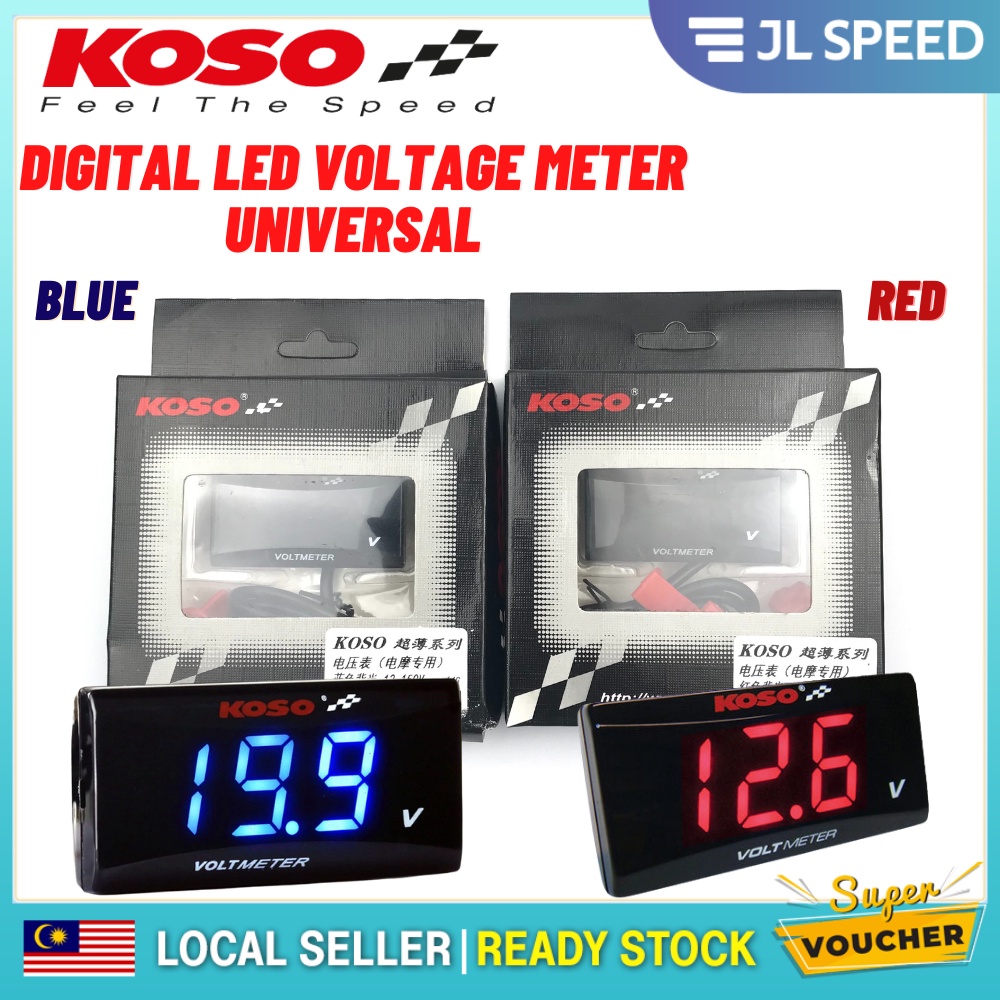KOSO VOLT METER PETAK 12V 24V DIGITAL LED CAR MOTORCYCLE LORRY 12V150V