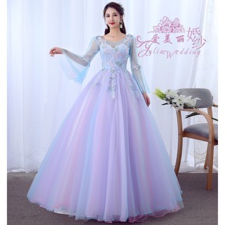 Xs 3xl Cinderella Blue Floral Tube Princess Bridal Pre Wedding Trailing Dress Shopee Malaysia