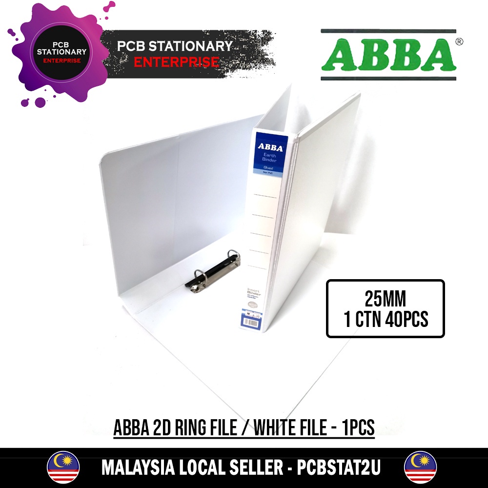 ABBA 2D Ring File/White File/Document File - 25MM