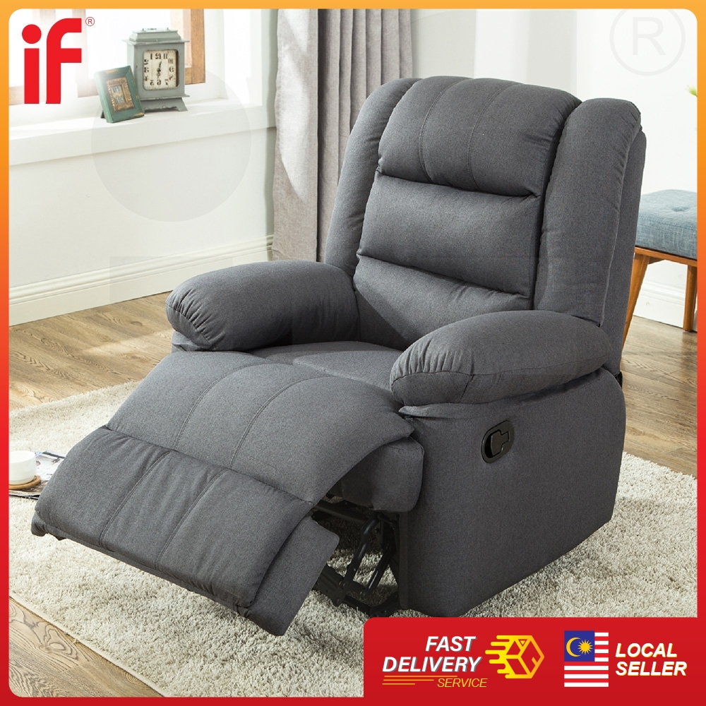 If Altis Pu Leather Fabric Recliner Armchair Lounge Chair Sofa Reclining Ergonomic Dark Brown Grey Shopee Malaysia