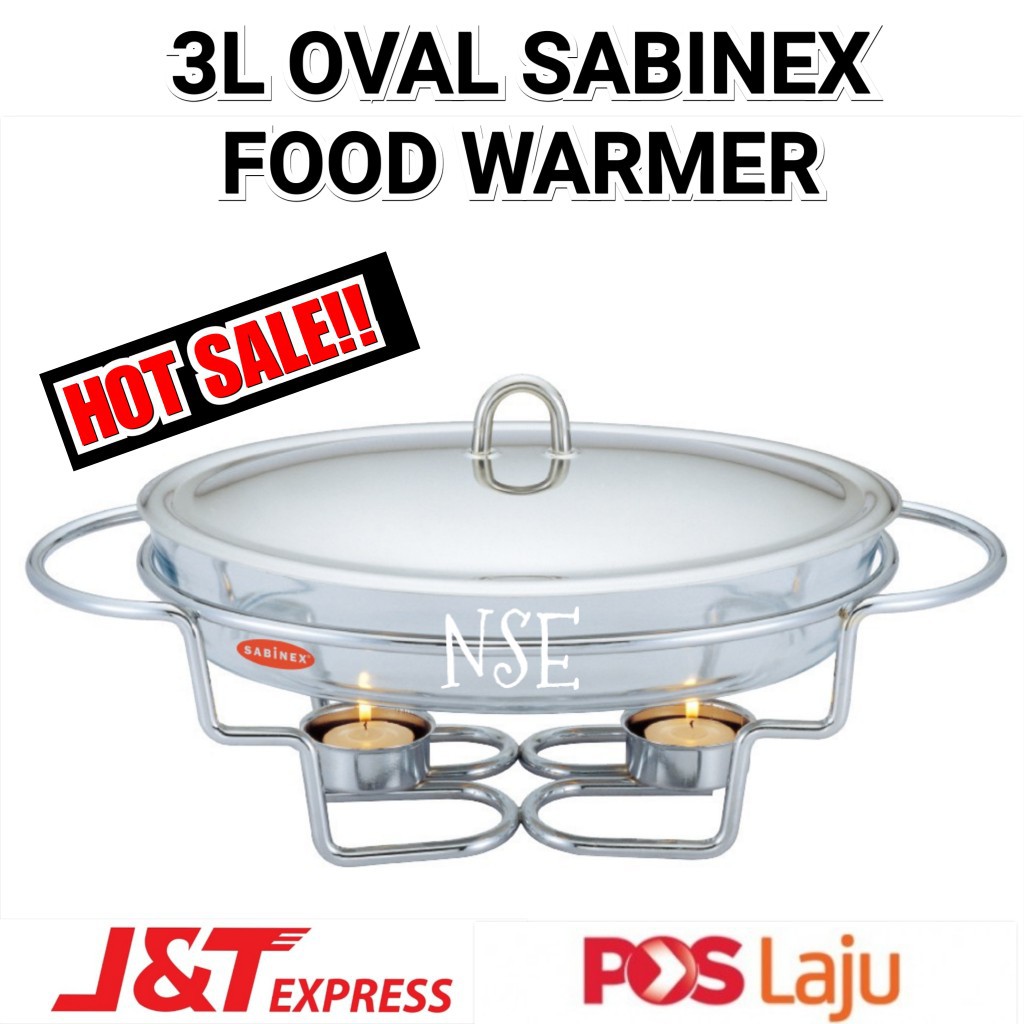 SALE!! 3 LITRE OVAL SABINEX FOOD WARMER / BUFFET SET KACA WITH RACK / BUFFET FOOD TRAY SET