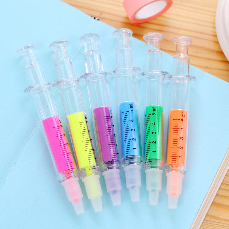 FayOK 6Pcs/Set Cute Stationery Needle Tube Syringe Highlighter Marker Nite Writer Pen Fashionable School Office Supplies FayOK 6Pcs/Set Cute Stationery Needle Tube Syringe Highlighter Marker Nite Writer Pen Fashionable School Office Supplies