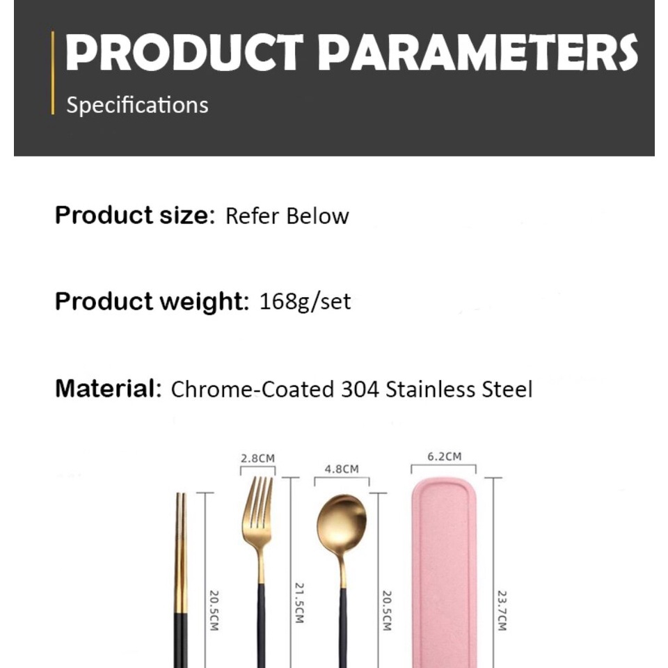 Thick Material Chrome Coated 304 Stainless Steel Reusable Spoon Fork