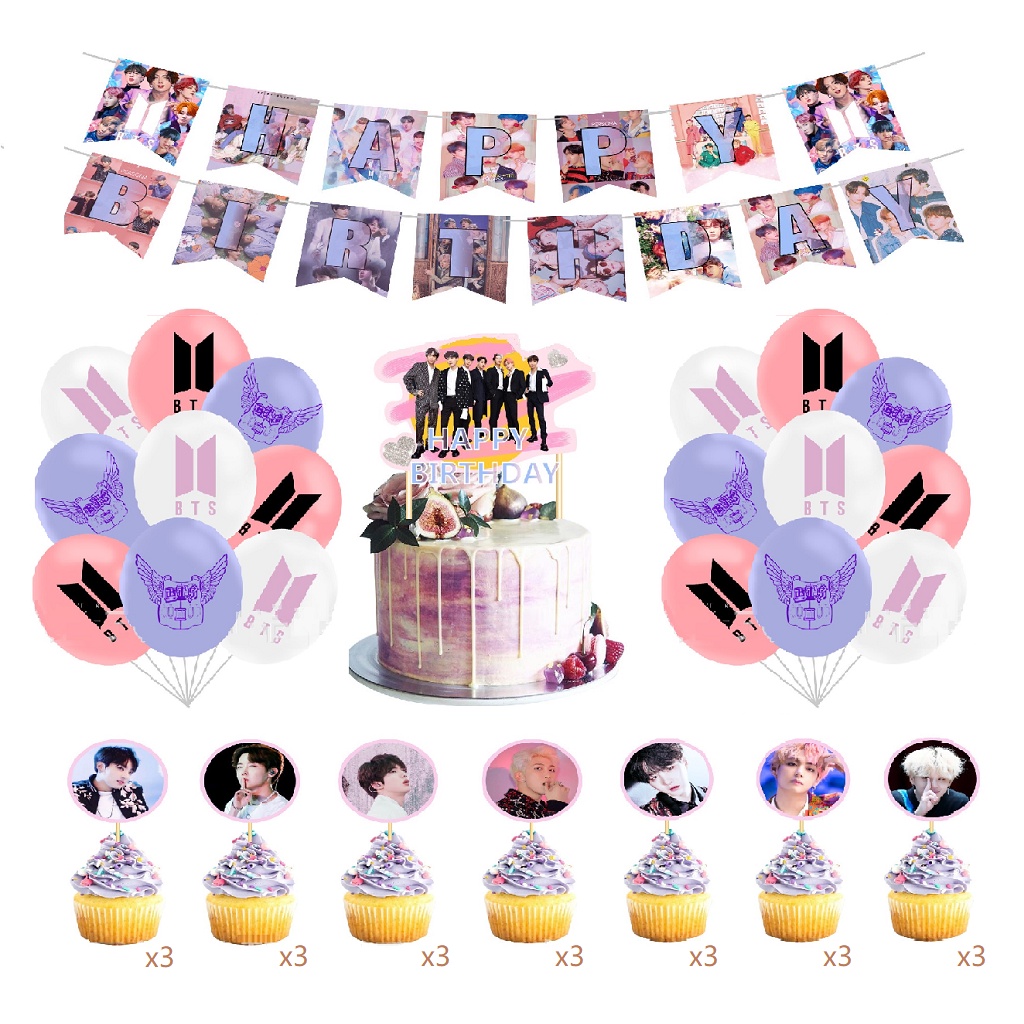 BTS Theme Party Decoration Set Kpop V Jimin Jungkook Jin Birthday Gift ...