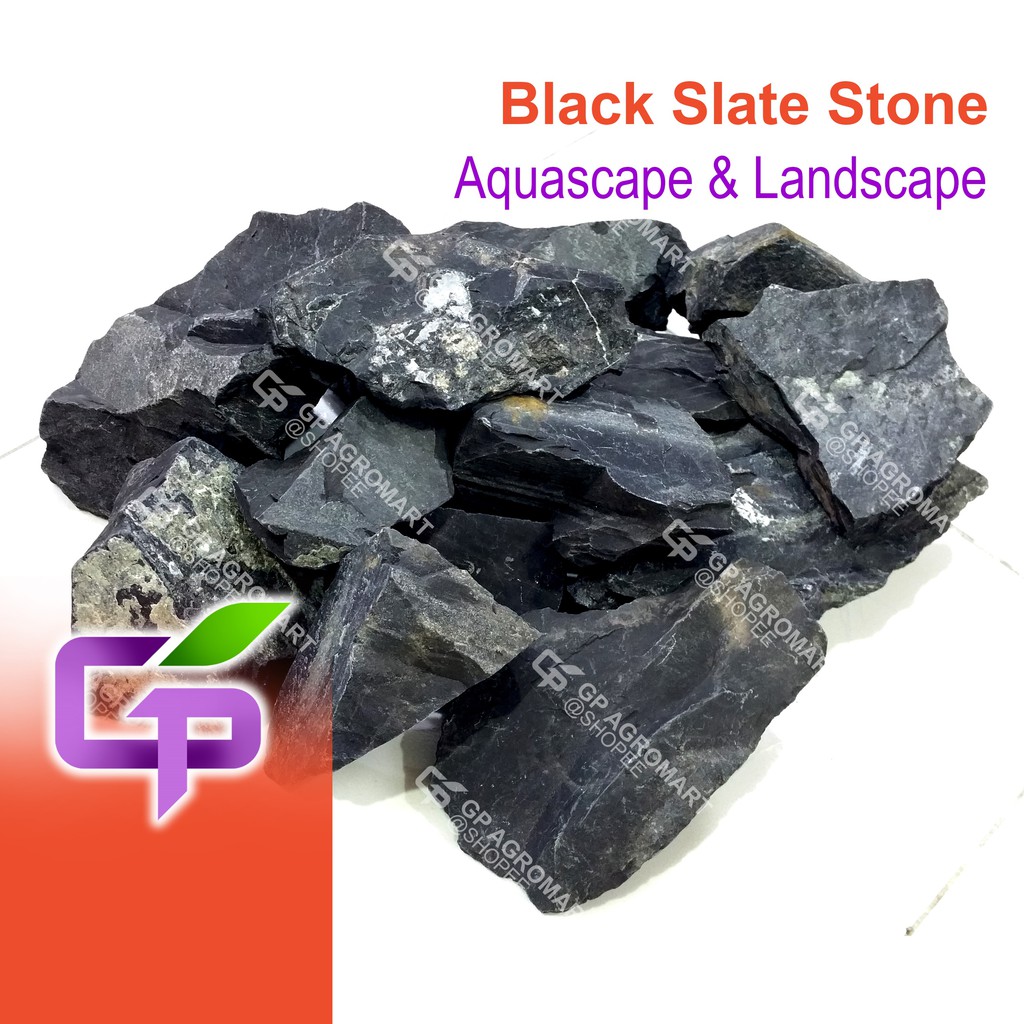 601 1200g Black Slate Stone Rock Aquascape Aquarium Stone Landscape Garden Stone Shopee Malaysia