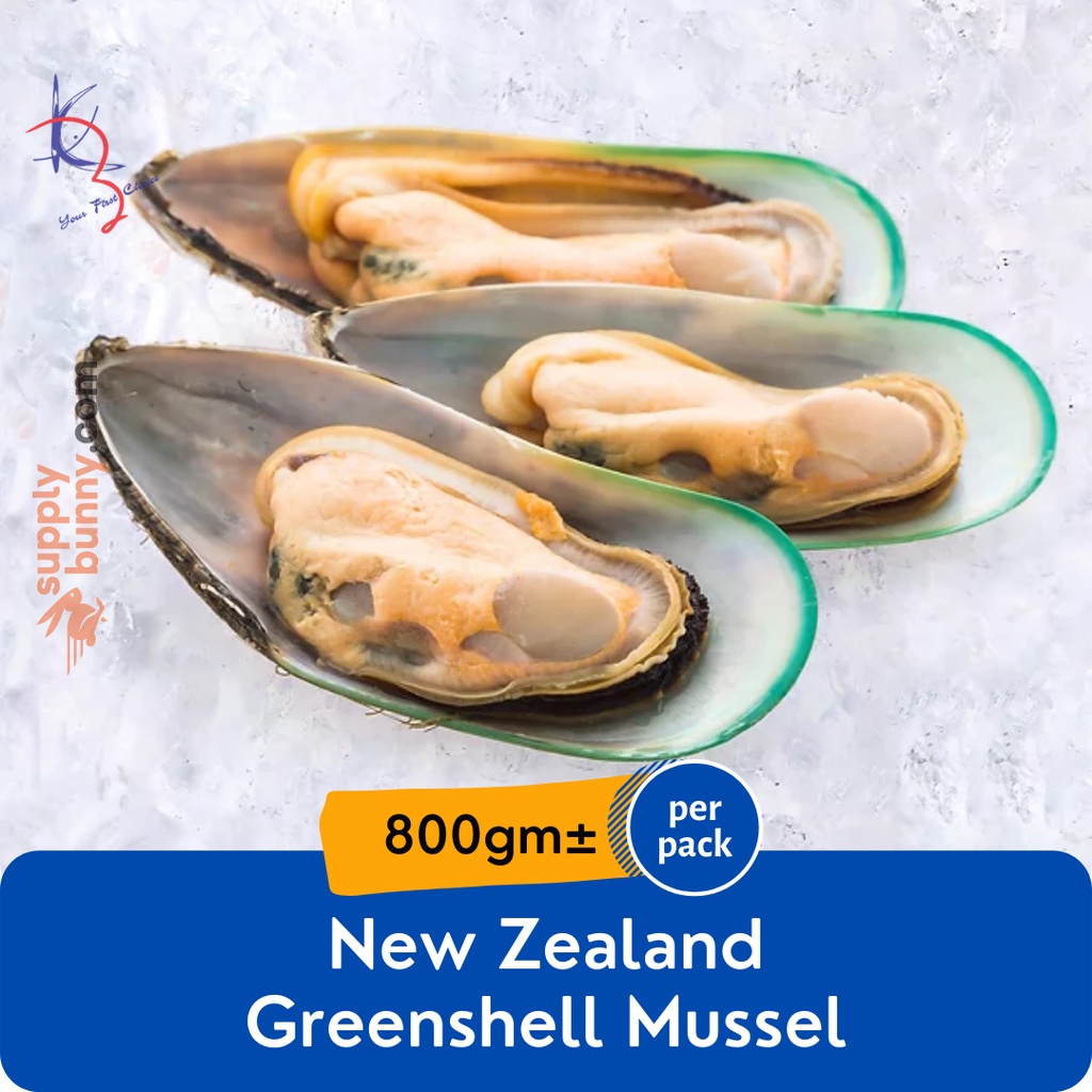 New Zealand Greenshell Mussel (Half Shell) 800g± (sold per box) 纽西兰青豪 Kupang Hijau - Kaizer Frozen Seafood