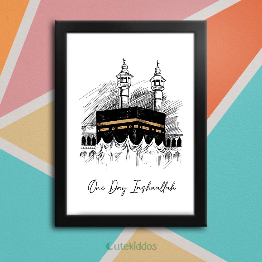 Hiasan Dinding Wall Hanging Poster Sketch Kaaba Wall Decor Islamic Wall 