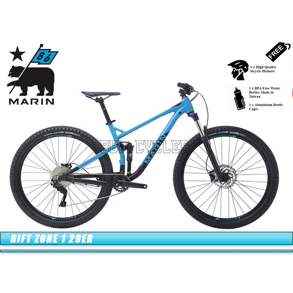 marin rift zone 1 29er dual suspension mountain bike