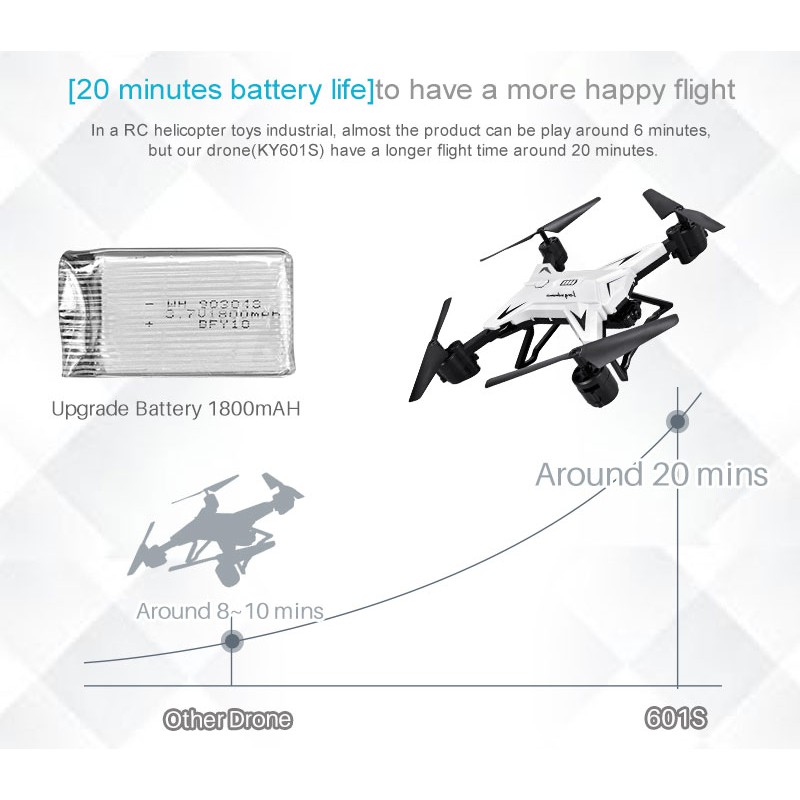 ky601s hd 1080p 500w long battery life app control helicopter rc drone aircraft quadcopter toy