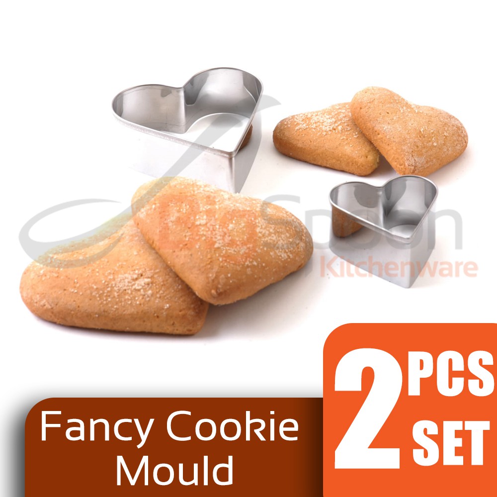 BIGSPOON ECHO! Hearts Shape Fancy Cookie Mould Biscuits Cutting Mould  2-PCS Set