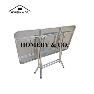 HOMEBY Rectangular Stainless  Steel  Foldable Table Meja  