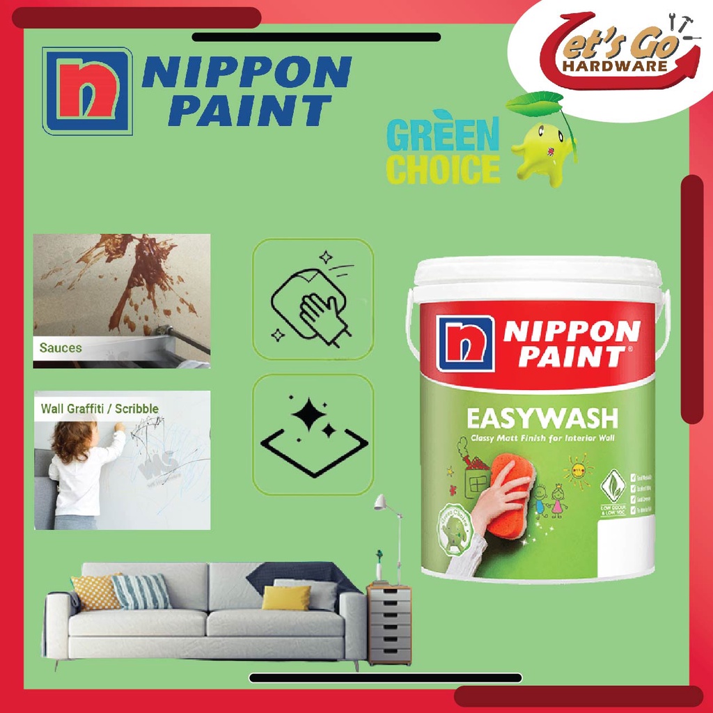 Nippon Paint 5L Easy Wash Interior Water Based Paint (Wall Paint) (Deep