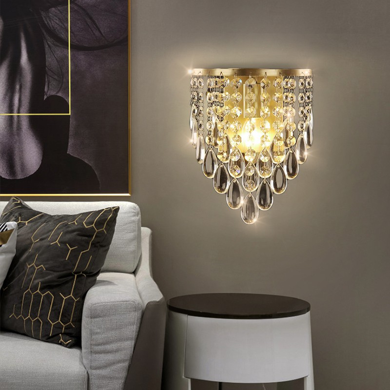 E14 Modern LED Crystal Wall Lamp Sconce Light Bedroom Livingroom Hallway Fixture 