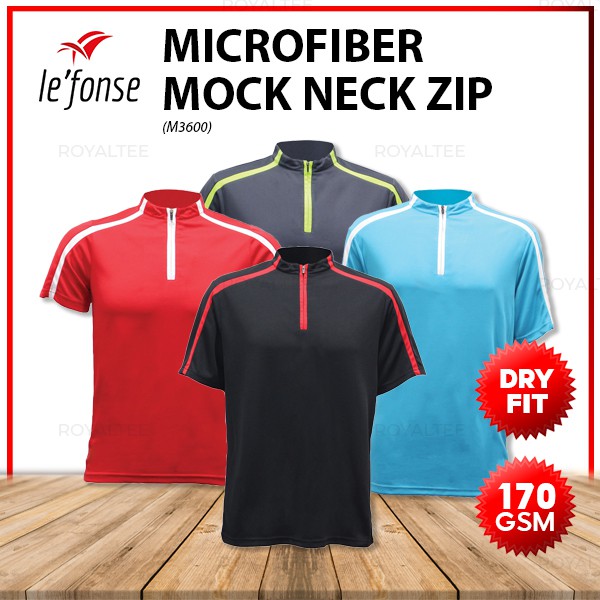 Download LEFONSE Microfiber Mock Neck Zip Jersey Dry Fit T-Shirt Baju Tees M36 Black/ Red/ Sea Blue/ Dark ...