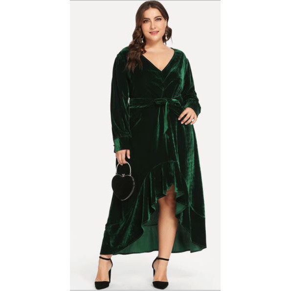 plus size velvet wrap dress