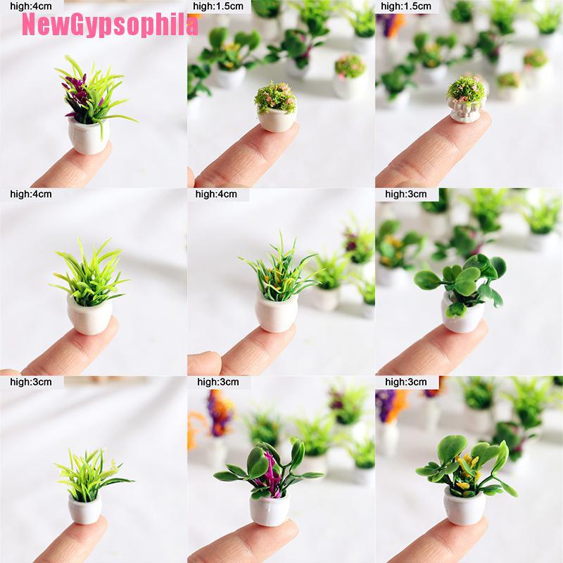 [NewGypsophila] 12 Style 1:12 Dollhouse Mini Plant Pot Eco-Friendly Resin Home Decor Accessoires