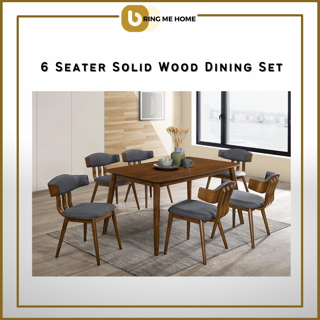 KOEN Dining Table 6 Seater Dining Table Set Dining Chair Dining Set