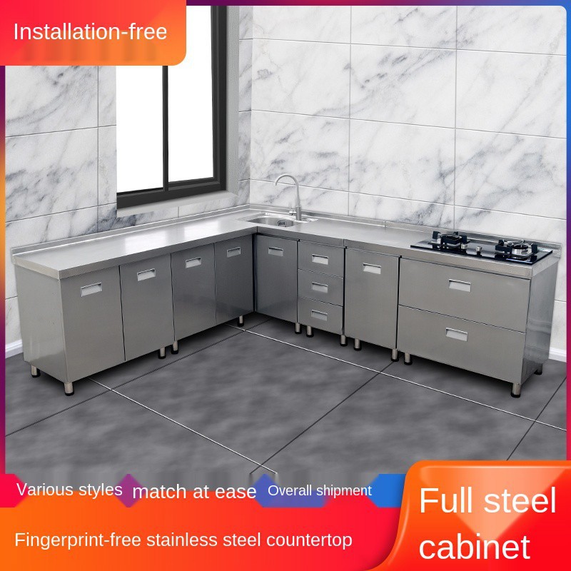 Overall Stainless Steel Kitchen Cabinets Household Stovetop Storage Multifunctional Economical Simple Sink Cabinets Shopee Malaysia