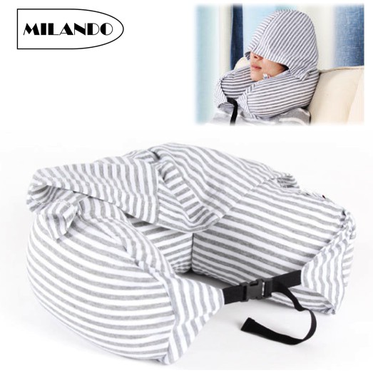 MILANDO Travel Hoodie Pillow  U Shaped Neck Support Microbead  Pillow (Type 1)