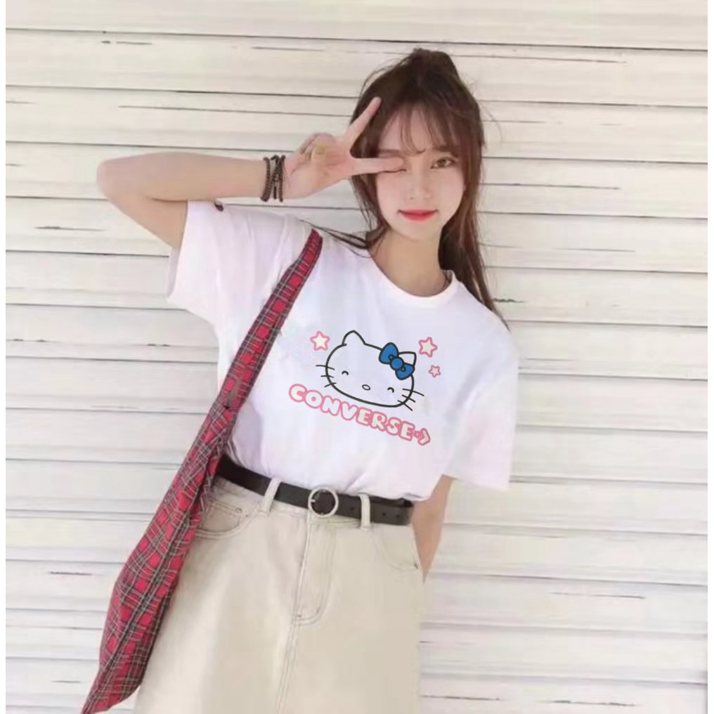 Orignal Women Tees Hello Kitty Short Sleeve Cotton T Shirt
